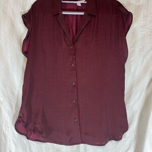 Nine West Deep Burgundy Button-Down Shirt